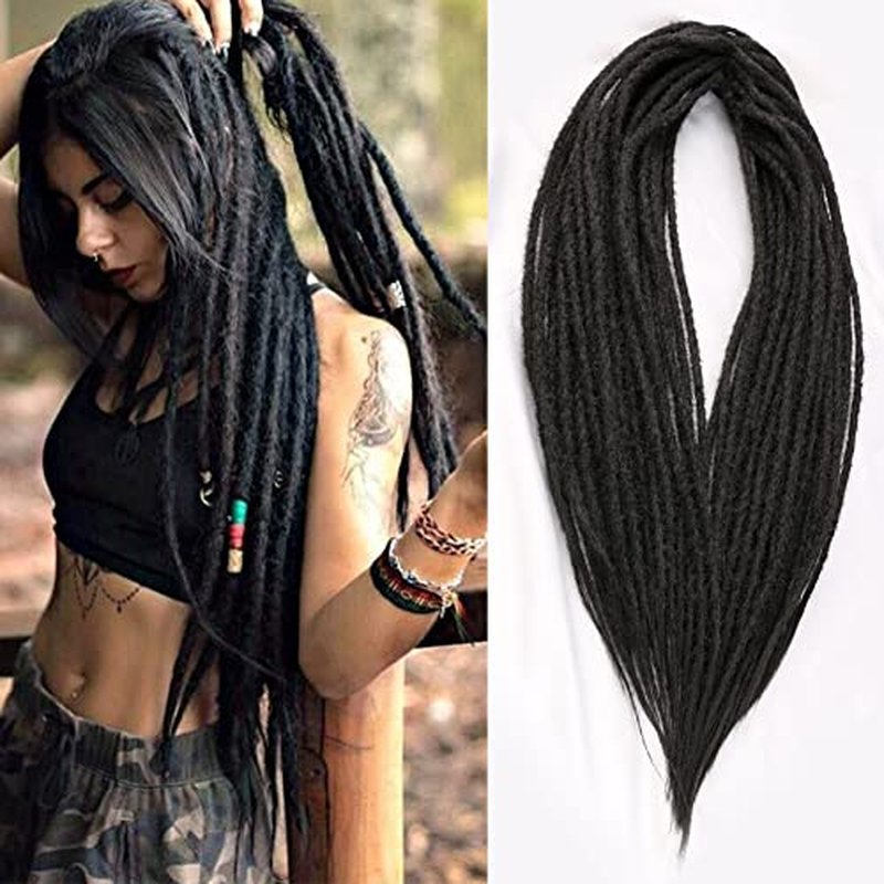 DAIRESS 24 Inch 50strands/pack Synthetic Dreadlocks Extensions Thin 0.6cm Soft Reggae Hair Hip-Hop Style Dread Extensions Long Crochet Braids For Hippie Dread locks Hair(24Inch 50strands, 613)