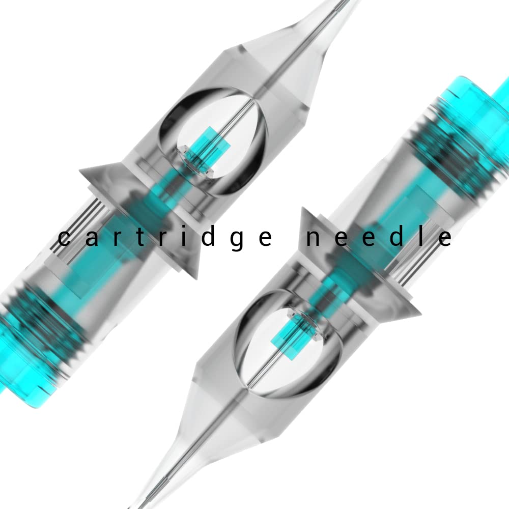 STIGMA Aquamarine Knight Tattoo Cartridge Needles #12(15RM) 50Pcs 0.35mm Standard Disposable Tattoo Needles Cartridges with Membrane Curved/Round Magnum EN02B-50-OF1215RM