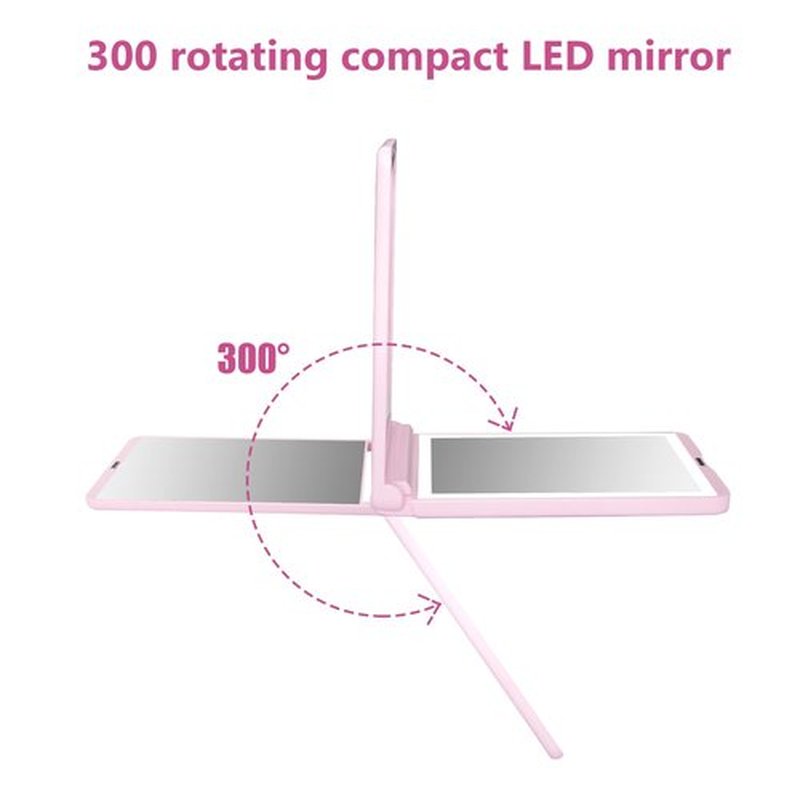 wobsion Lighted Compact Mirror, Rechargeable Travel Makeup Mirror,1x/3x Magnifying Mirror with Light,300°Flip Folding Portable Mirror, 2-Sided Magnetic Switch Handheld Mirror,Dimmable,Gifts for Girls