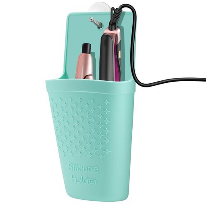 CROWATTS Heat Resistant Silicone Hair Iron Mat and Pouch,Portable Travel Hair Straightener Mat and Holder for Hair Styling Tools.1 Pack.(Mint Green)