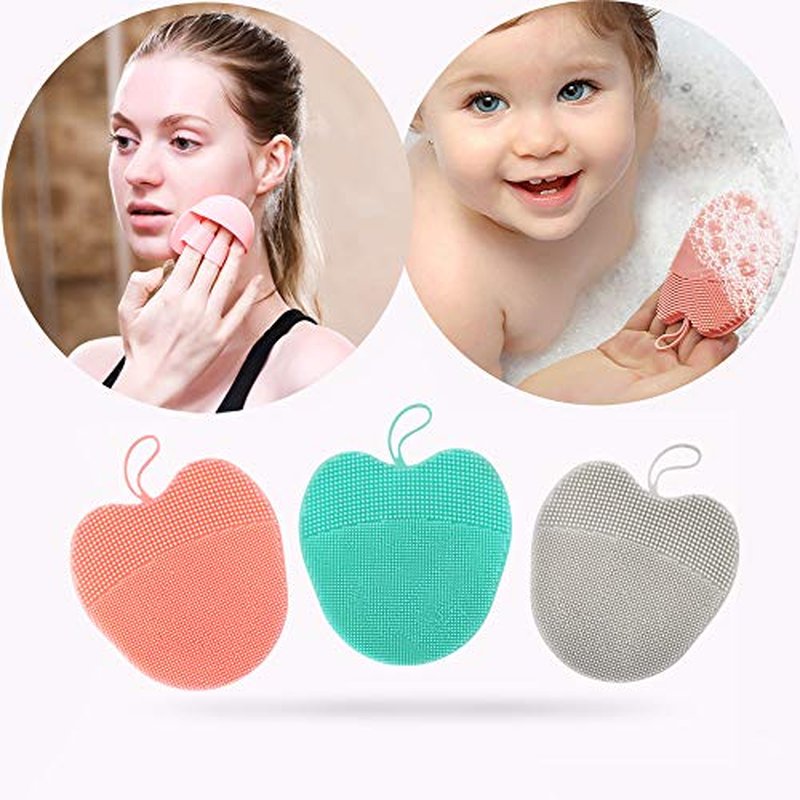 INNERNEED Soft Handheld Silicone Facial Cleansing Brush, Mild Anti-Slip Face Exfoliating and Massage Scrubber Pad, Gentle Exfoliating, Removing Blackhead, Massaging (Pack of 3)