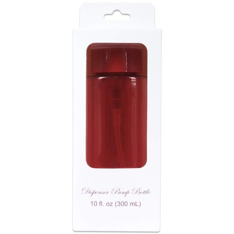 10oz Push Down Pump Dispenser Flip Top Cap Refillable Empty Bottle - Color: Red - Lockable Travel Cosmetic Packaging Empty Bottle for Nail Polish Manicure