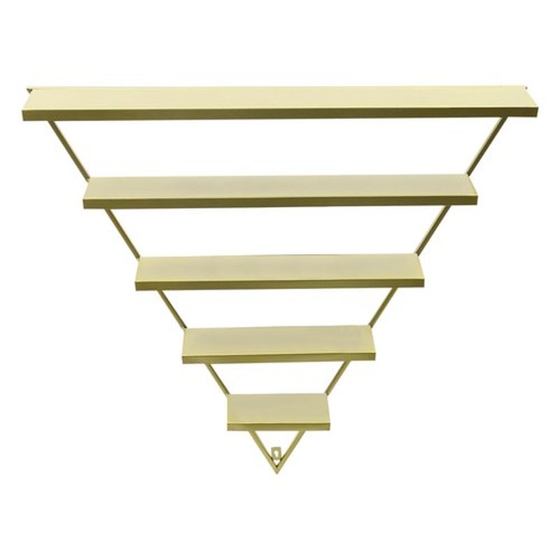 LEYSRIS Wall-Mounted Nail Polish Rack, Set of 6 Triangular Gold Nail Polish Shelf Lipstick Perfume Cosmetic Display Shelf for Home Spa Nail Salon Shop