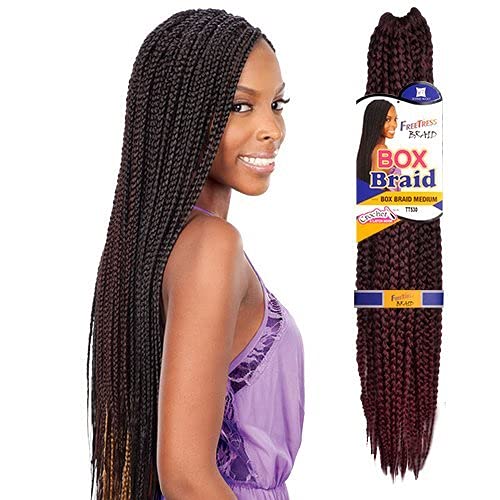 FreeTress Synthetic Hair Crochet Braid Medium Box Braids (4-Pack, 1B)