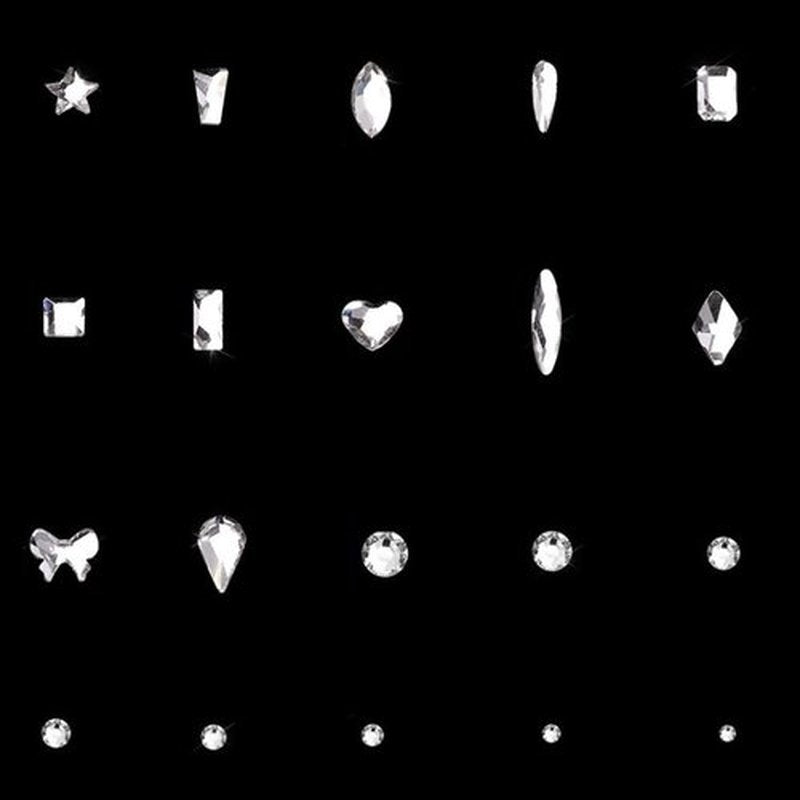 3100Pcs Professional Nail Art Rhinestones Kit, HOINCO White Rhinestones for Nails, Mix 20 Styles Flatback Rhinestone/Gems, 600 Diamonds + 2500 Round Rhinestones Beads for Crafts with Tweezers Pen