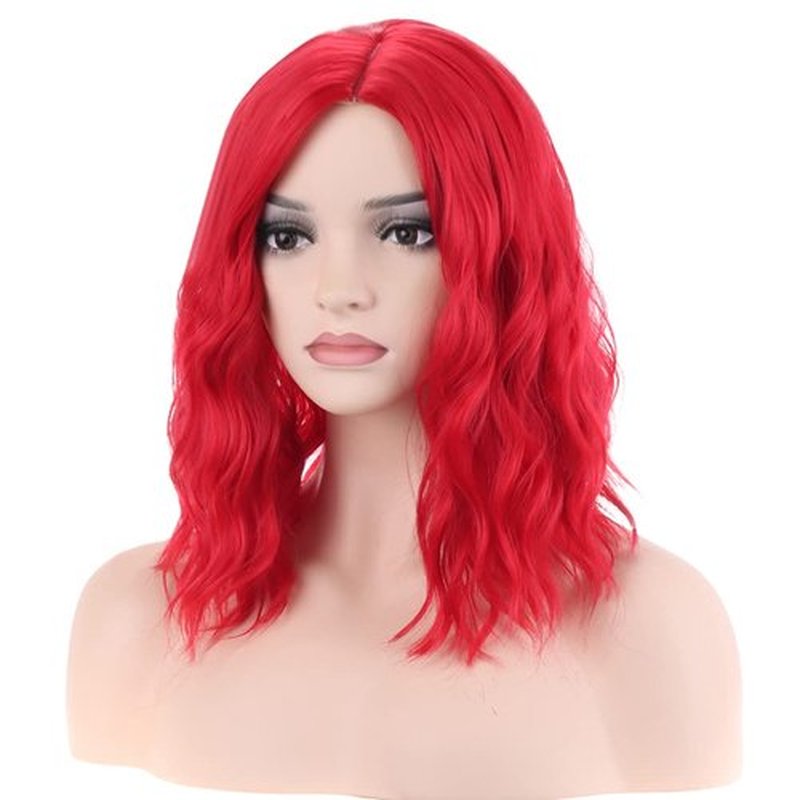 BERON 14 Inches Red Wig for Women Short Curly Wig Red Bob Wig Short Wigs Red Beach Wave Wigs for Daily Party