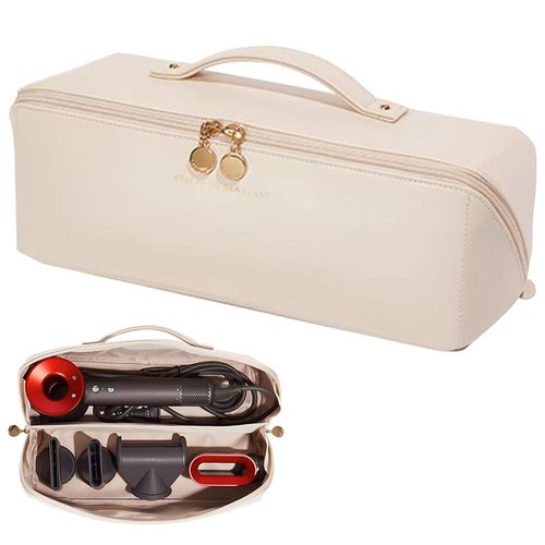 Linpr Travel Storage Bag for Dyson Airwrap Styler/shark flexstyle, Portable Handheld Travel Case, Double Compartments Organizer Bag with Large Opening, Waterproof Hair Dryer Carrying Case (White)