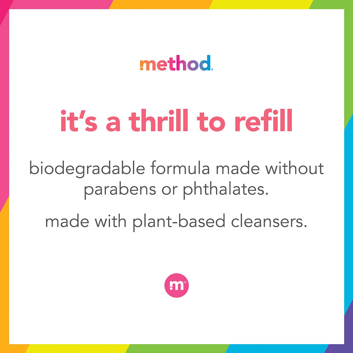 Method Foaming Hand Soap, Refill, Pink Grapefruit, Recyclable Bottle, Biodegradable Formula, 28 oz, (Pack of 2)