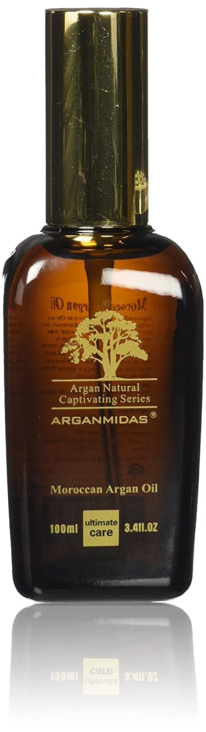 Arganmidas Moroccan Argan Oil 100ml Perfect for Leave in Treatment & Conditioner ALSO for Face and Body- Wonderful Anti Aging, Anti Wrinkle Beauty Secret,