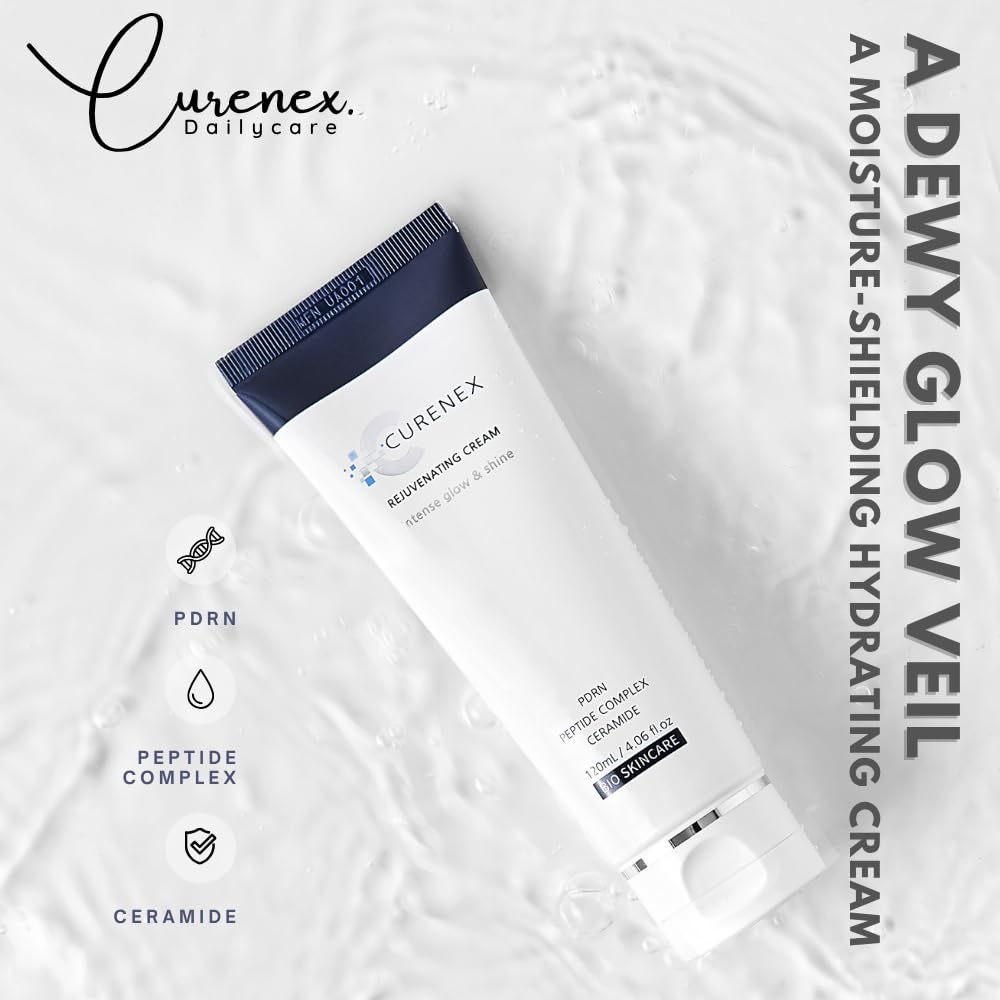 CURENEX Rejuvenating Cream – Hydrating & Brightening Daily Moisturizer with PDRN, Peptides & Ceramides – 4.06 fl.oz