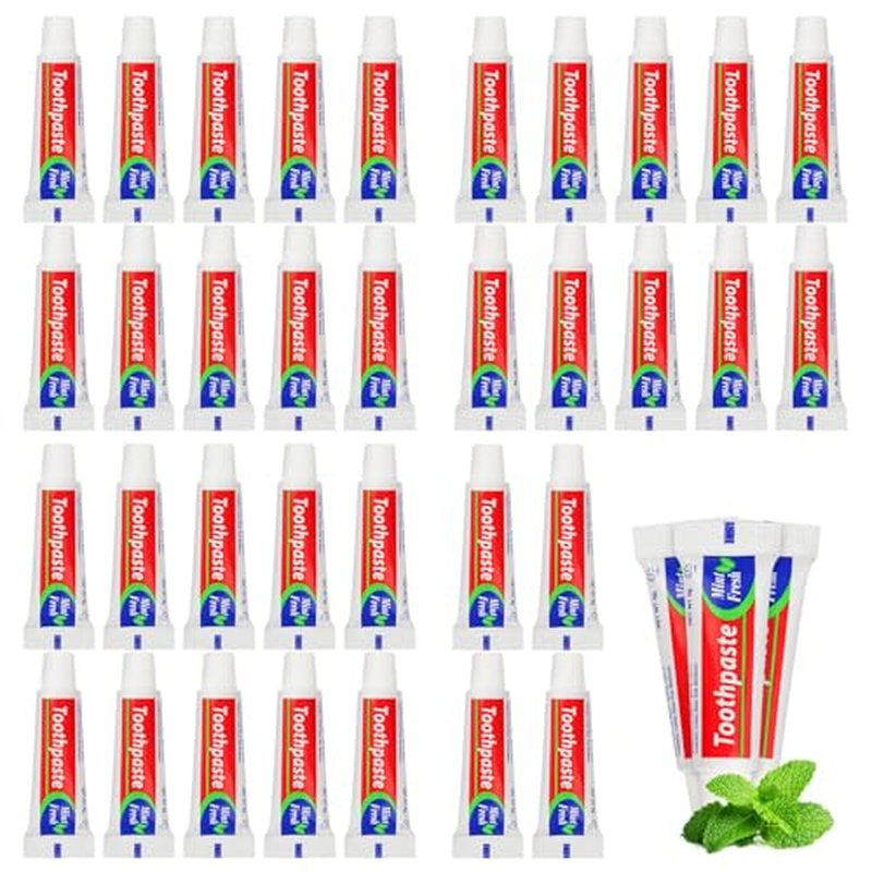 HAIFOTRVA 30 Tubes Bulk Travel Size Toothpaste,0.176 oz Extra Small Toothpaste Travel Size Bulk Mint Mini Disposable Toothpaste for Hotel,Guests,Homeless,Charity(Too Small, Only Good for Single Use)