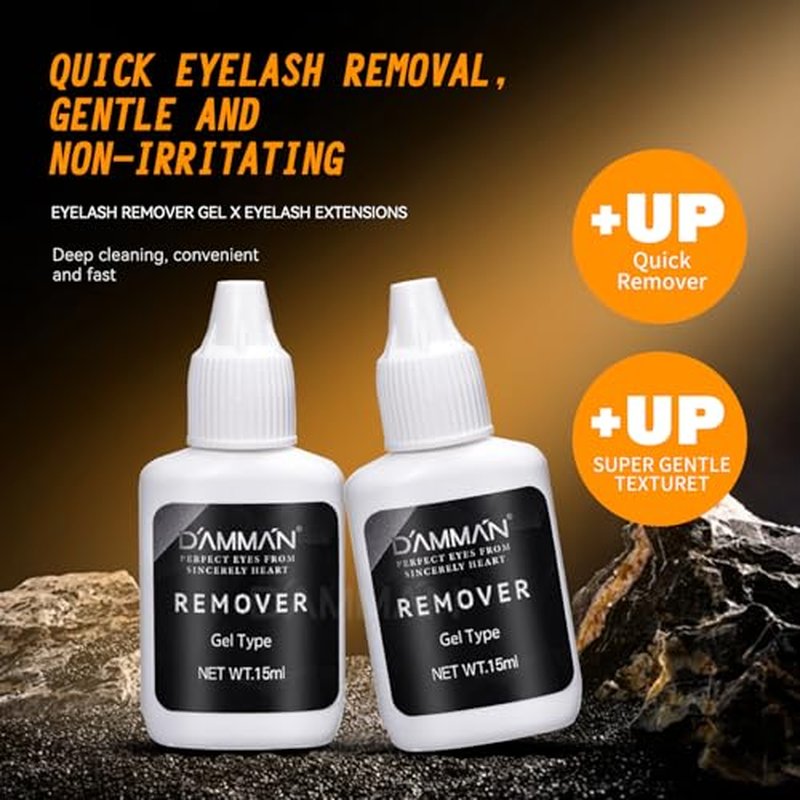 Damman 15ml Eyelash Glue Removal Gel and 15ml Clear IB Glue Remover Gel Low Irritataion 1-2 Mins Remove Eyelash Cleaner