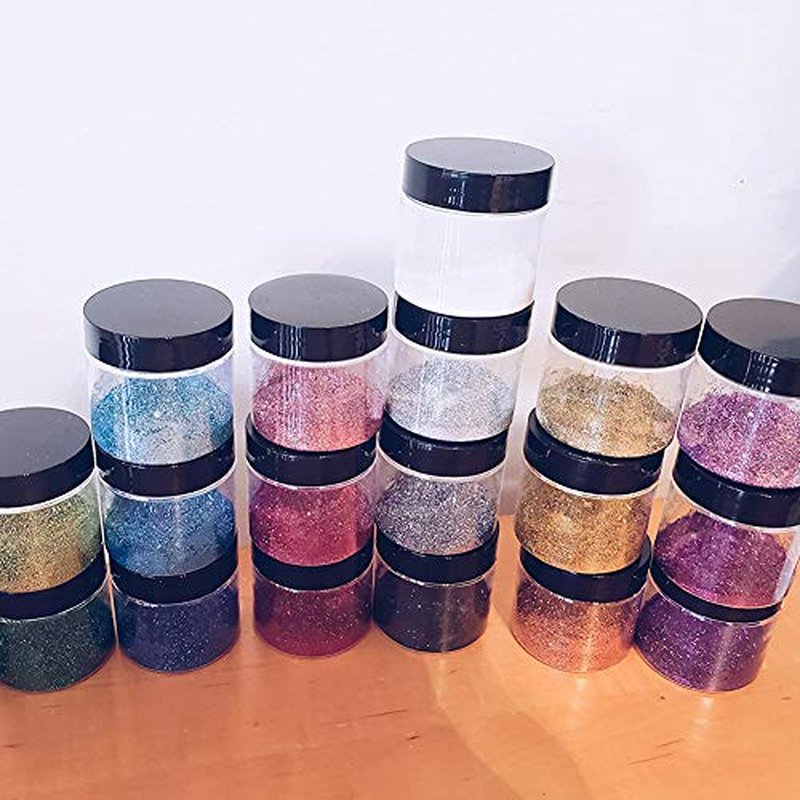 20PCS 2 oz Clear Plastic Round Slime Containers,Clear Slime Container with Black Lids,Empty Plastic Storage Jars for Slime,Cosmetic,Cream,Paint,Jewelry