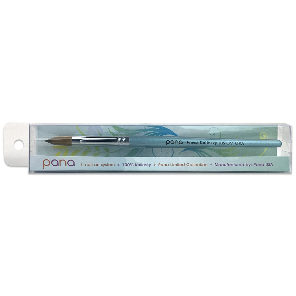 Size 10 PANA Pure Kolinsky Acrylic Nail Brush - Oval Crimped Clear Handle