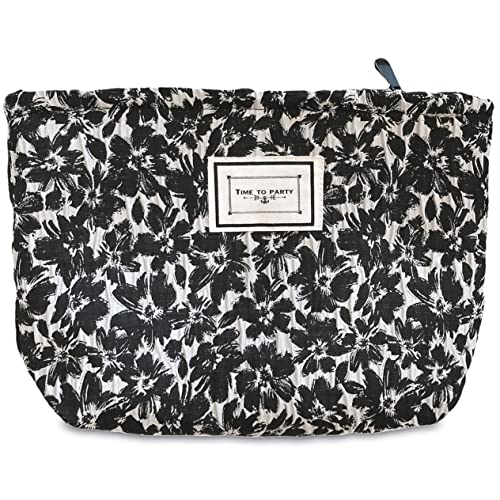 STARDW Flower Cosmetic Bags Makeup Bags for Women,Travel Makeup Bag Large Capacity Canvas Makeup Bag,Makeup Organizer Bag Zipper Pouch (Green Flora)