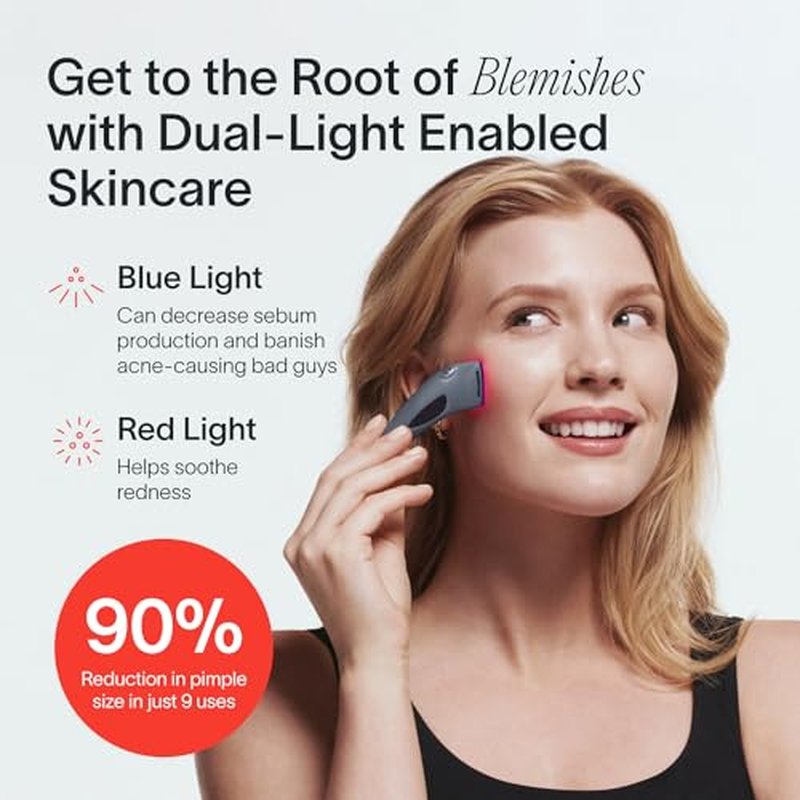 Solawave Bye Acne Spot Treatment, Red Light Therapy and Blue Light Therapy, Use Before Pimple Patches. Acne Light Device, Face Care Must-Have, Charcoal