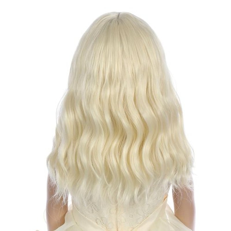 DUDUWIG kids Light Blonde Wig Girls Short Blonde Wavy Curly Wigs with Air Bangs Child Platinum Blonde Wig Synthetic Cosplay Hair Wig