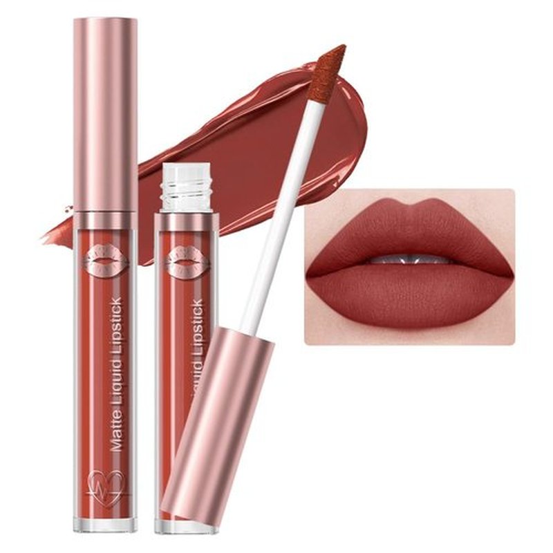JUAAZIN Dark Brown Matte Liquid Lipstick, With Highly Pigmented and Rich Colors Lip Gloss, Long-Lasting Wear Non-Stick Cup Not Fade Waterproof Lipstick Makeup for Women(Dark Brown 10#)
