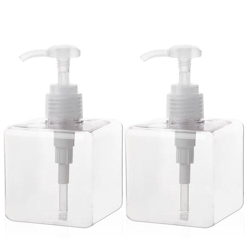 Pump Bottle, Refillable Plastic Empty Lotion Soap Dispenser Liquid Container for Bathroom Shampoo and Body Wash, 8.5oz/250ml Clear 2 Pack
