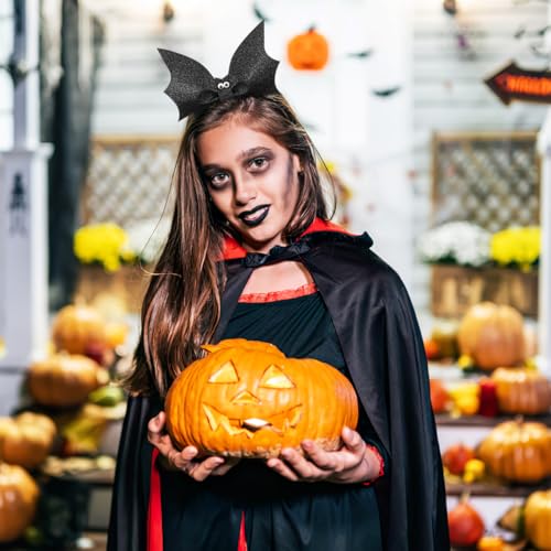 SAFIGLE Sequin Halloween Bat Headband: Black Bat Wing Hair Band Large Bow Hair Accessories for Women Girls for Costume Parties and Festive Celebrations Halloween Party Supplies