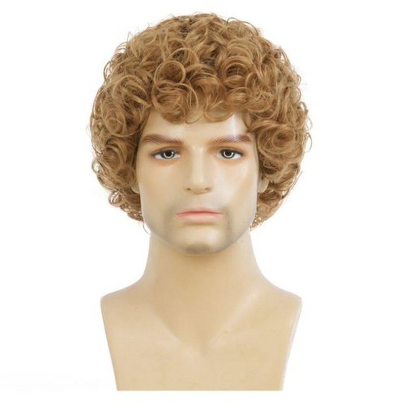Salaibs Mens Curly Blonde Short Wig Cosplay Costume Daily Hair Wig Synthetic Heat Resistant Wigs for Male Guys