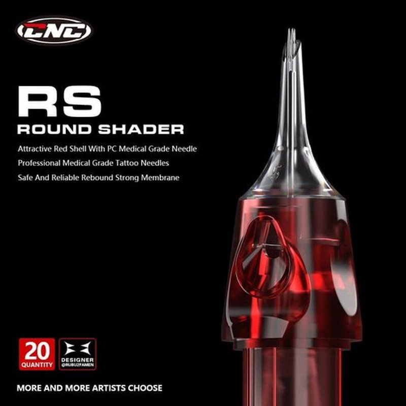 CNC 7RS Tattoo Needles Cartridge 20Pcs #12 Standard Disposable Needles with Membrane Round Shader EN04-20-1207RS