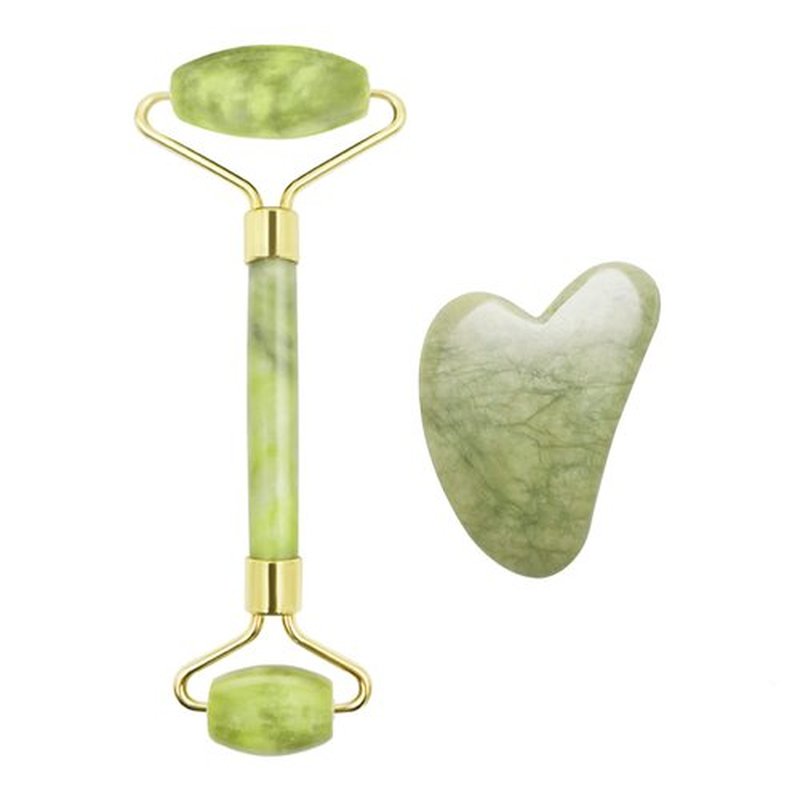 3 in 1 Ficial Face Ice Jade Roller and Gua Sha Tool, Natural Real Jade Anti-Wrinkle Face Eye Neck Massager Tool, Reduce Wrinkles, Puffiness, Migraine, Redness, Pain and Injury，Pink