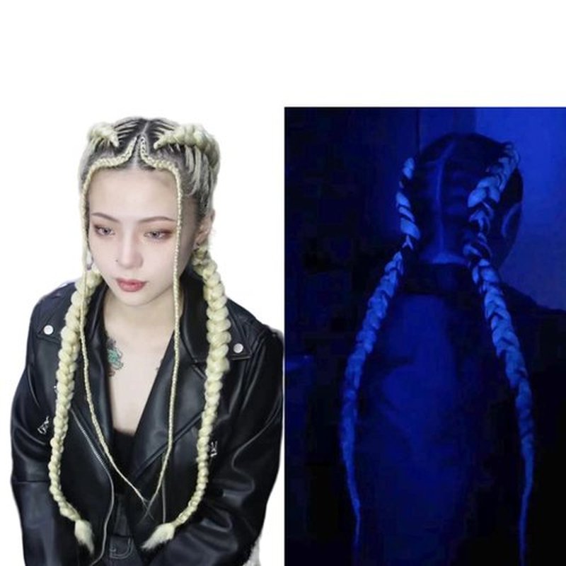 Glowing in Darkness Braiding Hair 400g Braiding Hair Jumbo Box Braids Hair Extensions Shining Jumbo Braids Hair Fluorescent Light in Darkness (Green)
