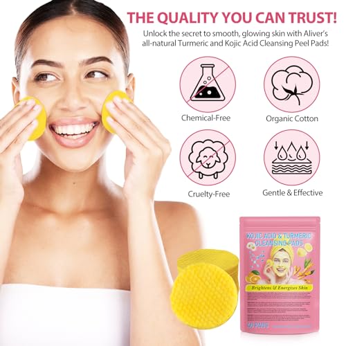 newseel Turmeric Cleansing Pads for Dark Spots,Turmeric Cleansing Pads for face,Turmeric Face Scrub Pads,Turmeric Pads for Face Cleansing and Exfoliation (40 PCS)