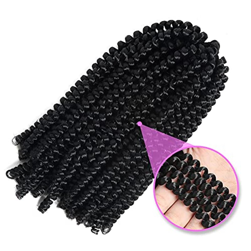 8 Inch Spring Twist Hair 6 Packs Spring Twists Butterfly Crochet Hair Fluffy Spring Twist Crochet Hair Bomb Twist Hair Spring Twist Brinding Hair for Black Women 15 Strands 55g/Pack(8 inch, 1B)