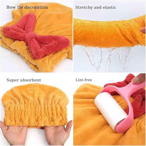 GDSAFS New Super Absorbent Hair Towel Wrap for Wet Hair, 2025 New Microfiber Hair Towel Wrap Dry Turban, Soft Bow Tie Plopping Head Towels Shower Cap, Quick-Drying Thickened for Women (Blue)
