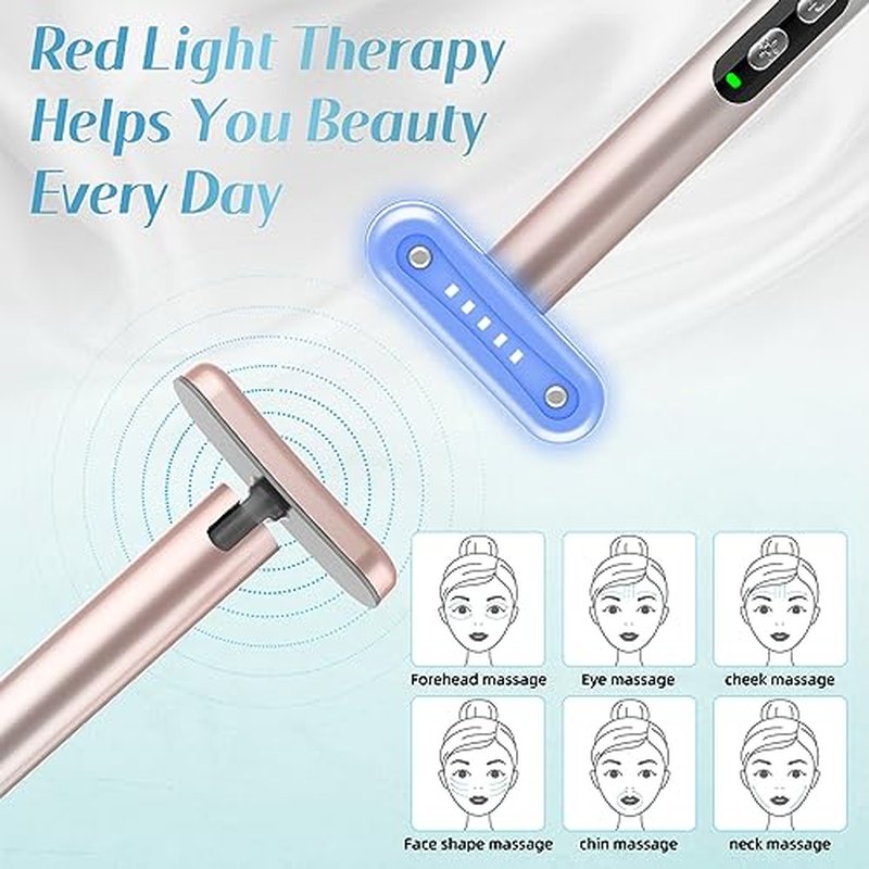 Fxtiaa Led-Face-Wand，7 in 1 LED Light Therapy Facial Red & Blue Rejuvenation Tool