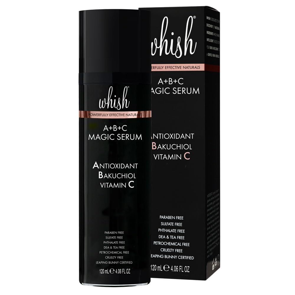 Whish A+B+C Magic Serum - Bakuchiol, Vitamin C, Antioxidant, Reduces Fine Lines & Wrinkles - 4 oz