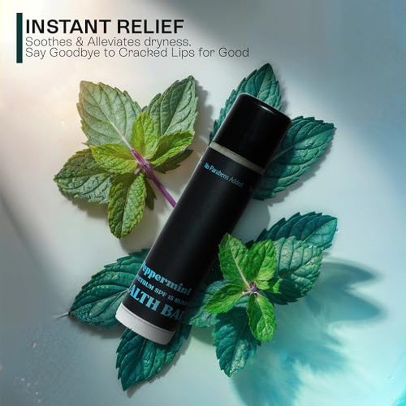 STEALTH BALMS Organic Mint Lip Balm - SPF 15 Sun Protection - Moisturizing Lip Balm - Includes Spearmint, Peppermint, and Eucalyptus Mint Lip Balms - Chapstick to Smooth Chapped Lips, Gifts for men