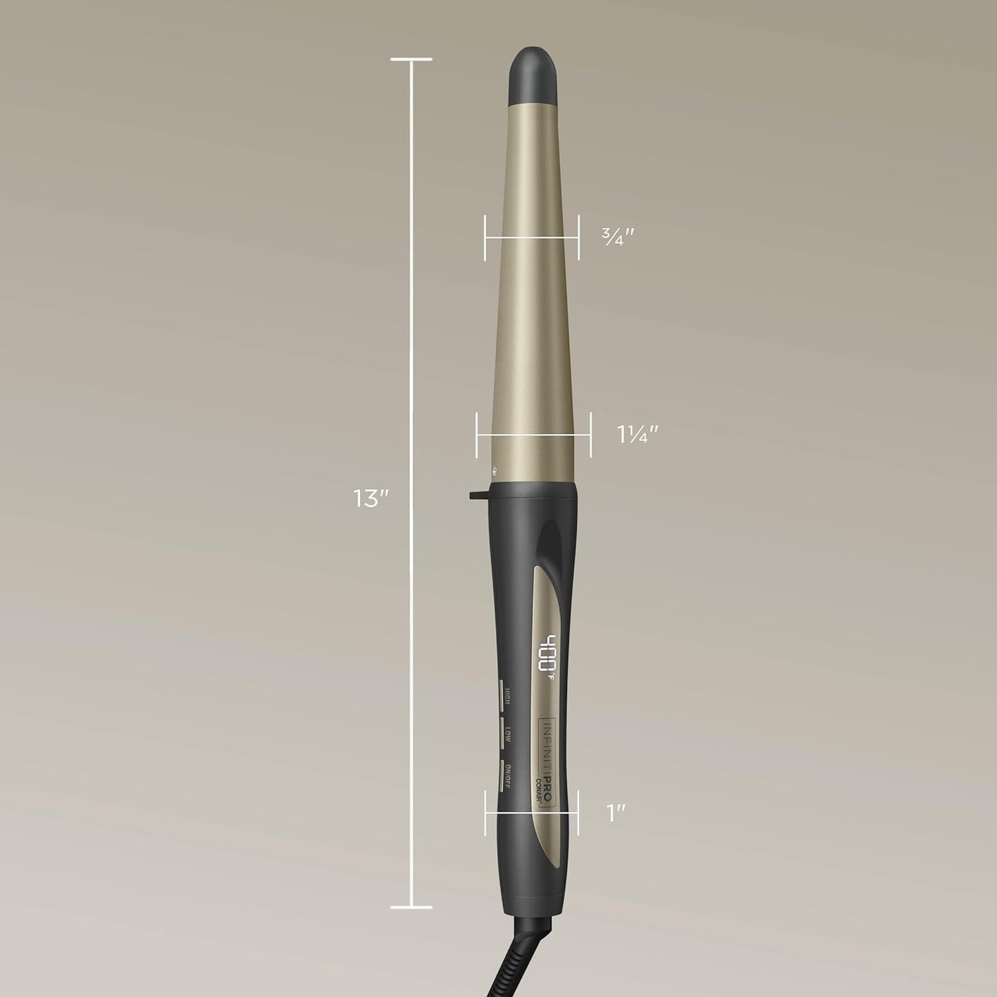 Tourmaline Ceramic Tapered Curling Wand - 1 1/4" to 3/4" for Beachy Waves