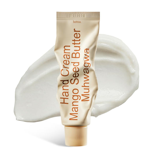 hetras. Perfume Hand Cream (Muhwagwa) – Fast-Absorbing Moisturizer for Dry Skin | 1.69 oz Travel-Size Non-Greasy Lotion | Nourishing Mango & Shea Butter | Long-Lasting K-Beauty Fig Accord Scent