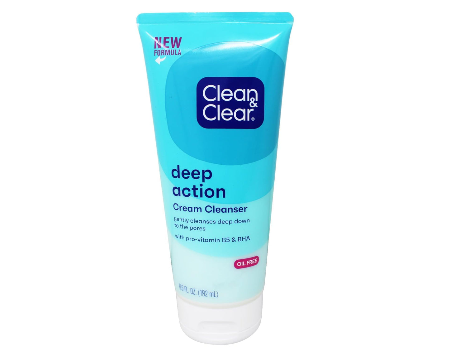 Clean & Clear Oil-Free Deep Action Cream Facial Cleanser with Salicylic Acid Acne Medication, Cooling Face Wash for Deep Pore Cleansing of Acne-Prone Skin, 6.5 oz