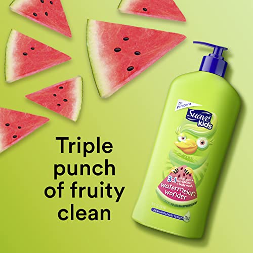 Suave Kids 3 In 1 Shampoo-Cond -Bodywash Watermelon 18 Ounce (Pack of 2)