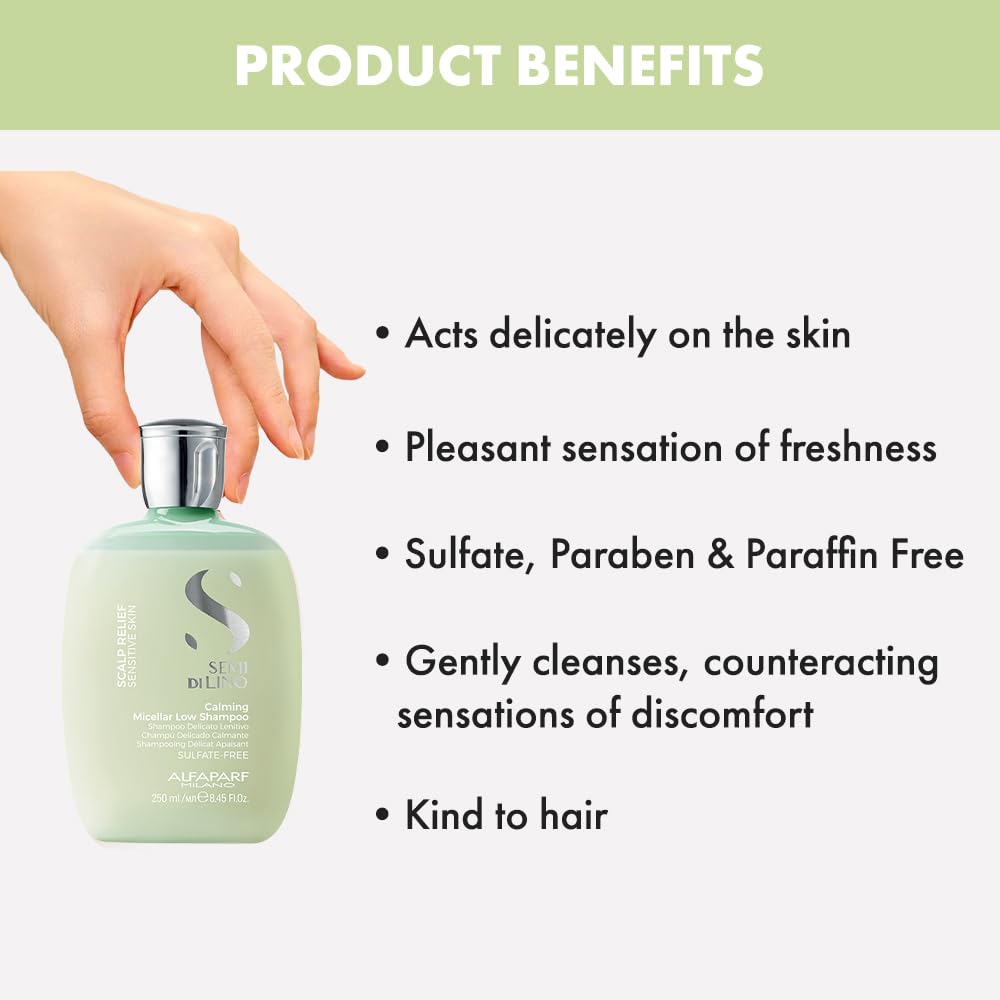 Semi Di Lino Scalp Relief Shampoo for Sensitive Skin - Sulfate-Free, Hydrating Itch Relief