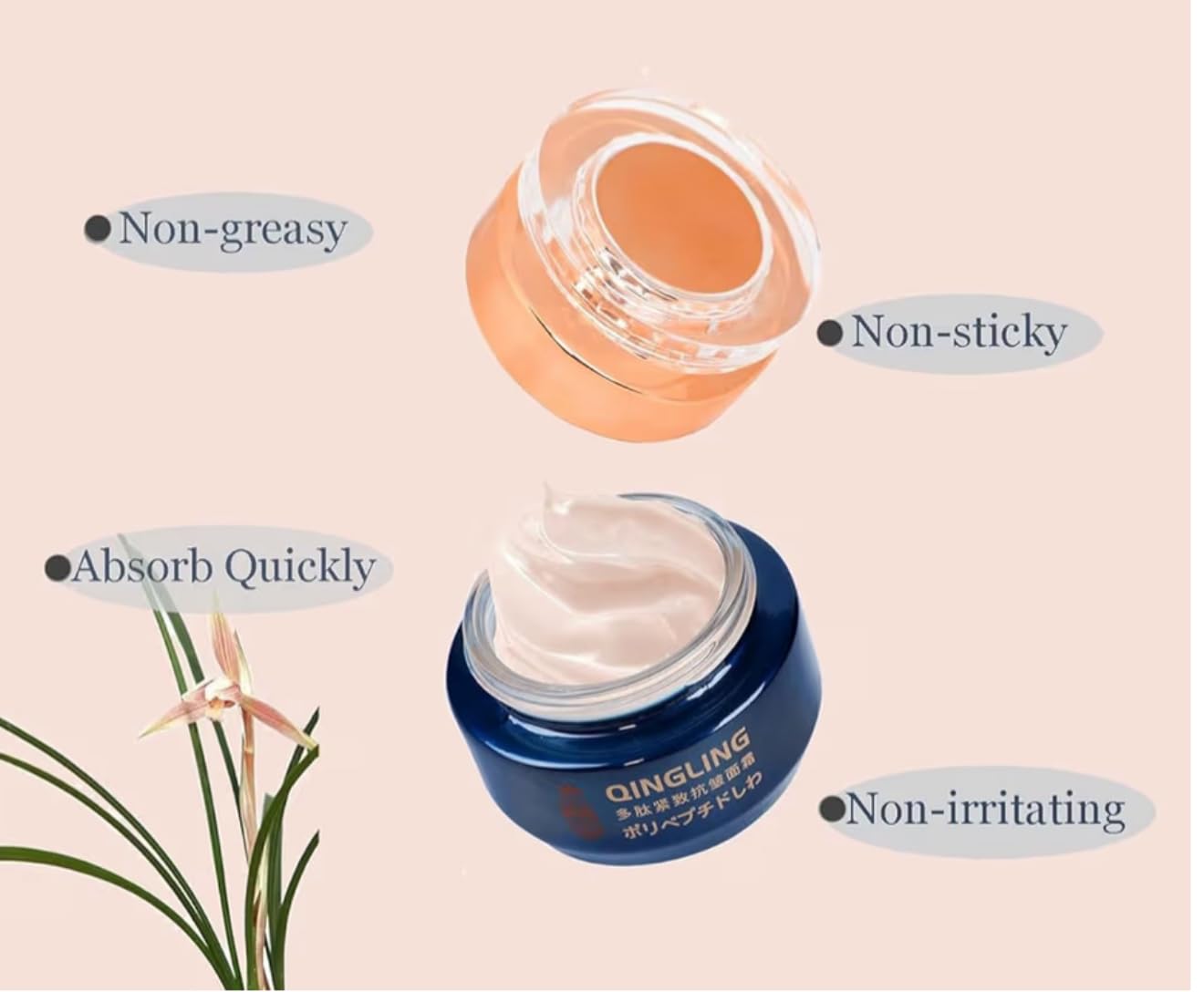 3 Diamonds Qingling Face Cream with Polypeptide, Hydrating Moisturizing Cream for Smooth Looking Skin, Daily Face & Neck Care, 1.76 oz (Pack of 2)