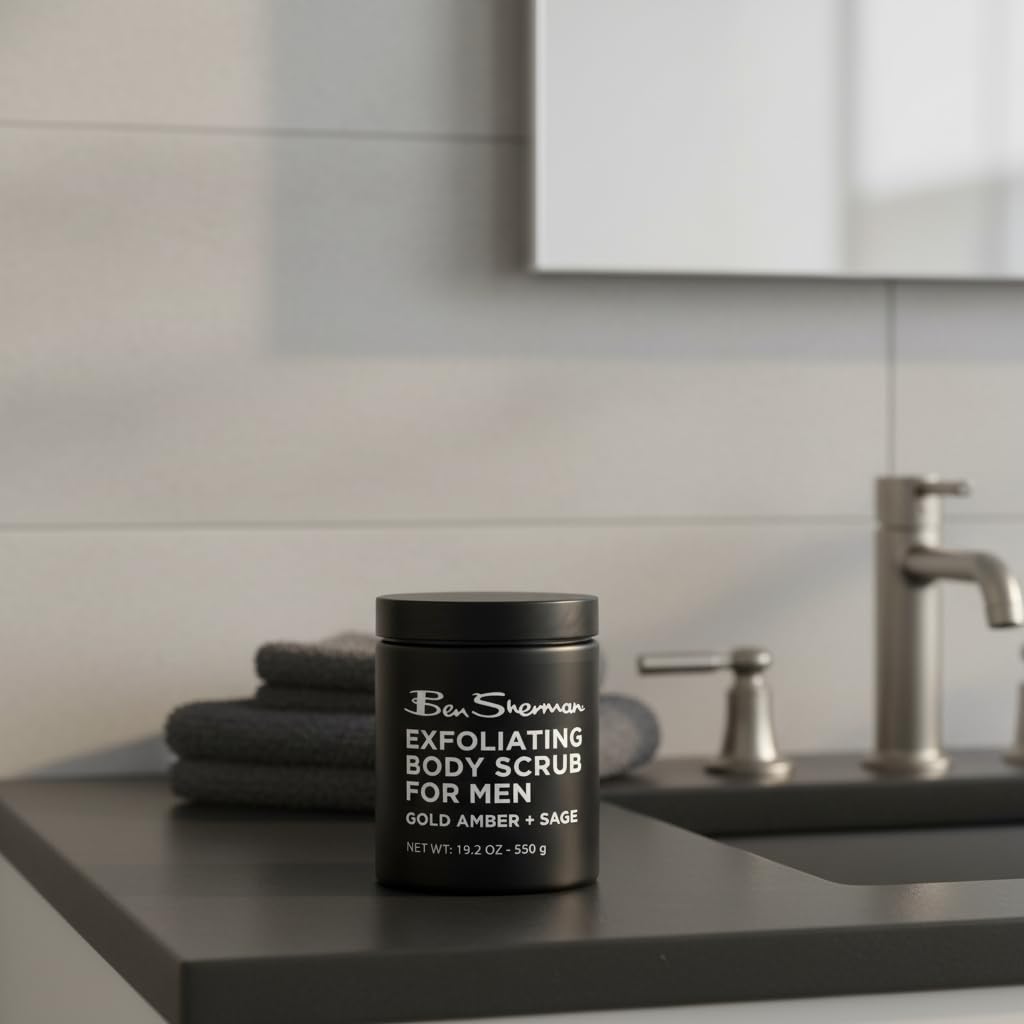 Ben Sherman Exfoliating Body Scrub For Men with Shea Butter Vitamin A and C, Moisturizing Hydrating Body Scrub for Healthy Skin