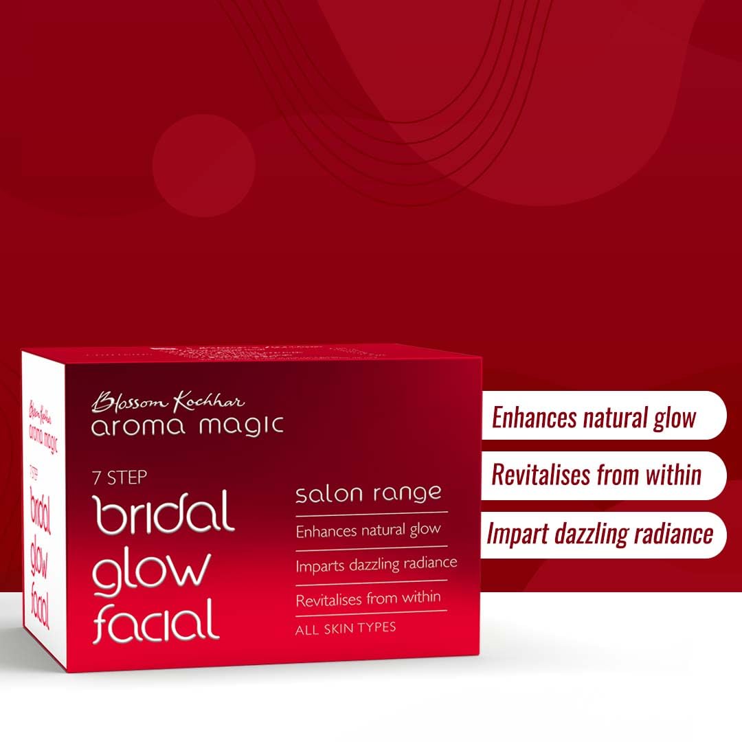 Aroma Magic Bridal Glow Facial Kit | 7-Step Facial for Radiance & Glowing Skin | Revitalizes Dull Skin & Deeply Nourishes | Salon-Quality Bridal Skincare at Home | Suitable for All Skin Types