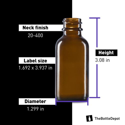 The Bottle Depot - 3 Pack - 1 oz Glass Bottle with Dropper - Clear Amber - 20-400 Neck Finish - Boston Round Bottles - Leakproof Essential Oils Bottles