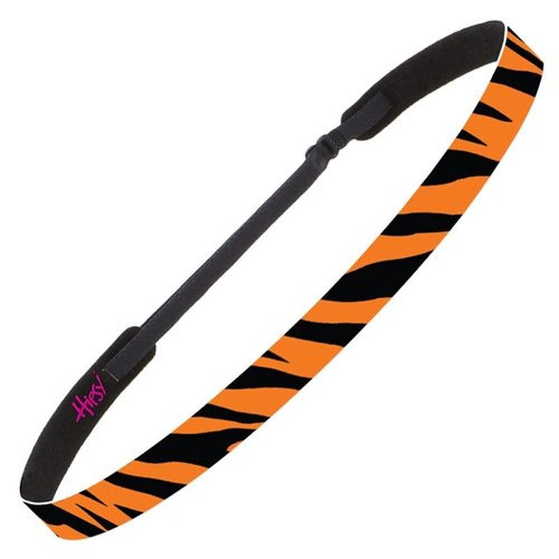 Hipsy Women's Adjustable No Slip Bling Glitter & Bengal Tiger Fashion Headband 3-pack (Skinny Black/Tiger/Orange 3pk)