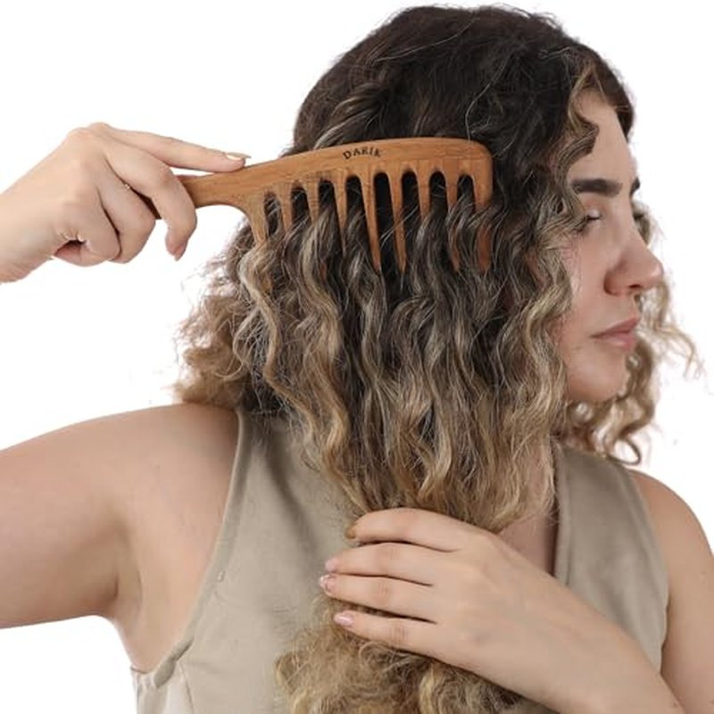 Wide Tooth Wooden Comb | Cepillo Ancho de Madera para Cabello | Natural Hairbrush | Vintage Style Hairbrush | Wood Comb for Gentle Styling | Anti-Static Hair Comb (Extra Wide Tooth)