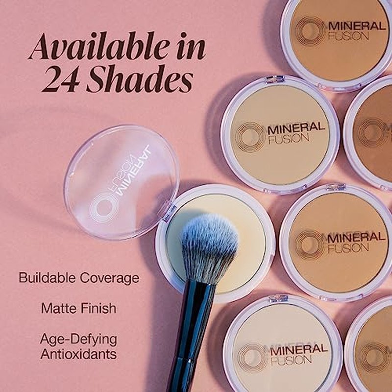Mineral Fusion Pressed Powder Foundation, Neutral 1 - Fair Skin w/Peachy Undertones, Age Defying Foundation Makeup with Matte Finish, Talc Free Face Powder, Hypoallergenic, Cruelty-Free, 0.32 Oz