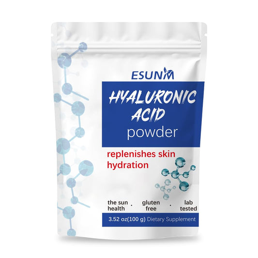 ESUNM Hyaluronic Acid Powder for Skin Care,Low Molecular Weight, Cosmetics Grade | Skin Hydration and Moisture Support Supplements,Water Soluble Moisturizing Ingredient for DIY Facial Serum 3.52 oz
