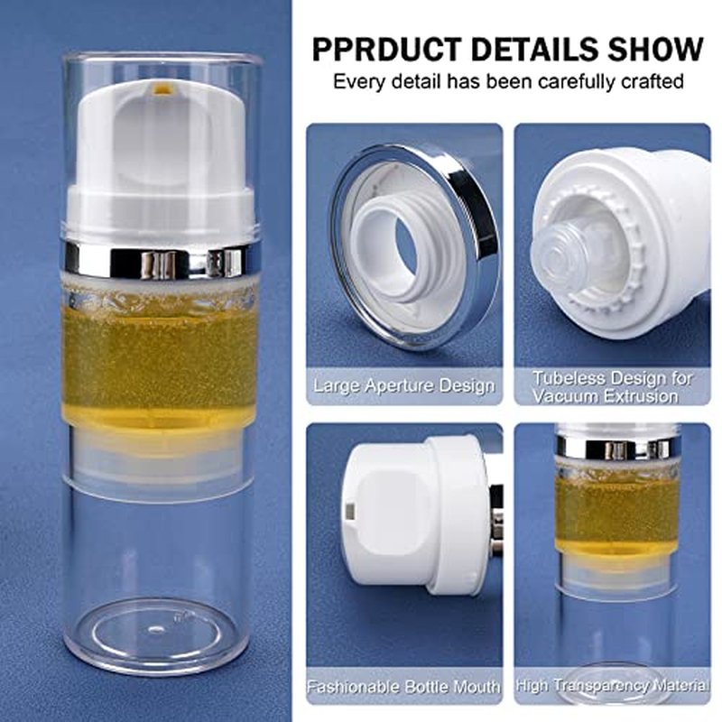 Cosywell Airless Pump Jars 1.7oz/50ml 2 Pack Pump Bottle Dispenser Empty Moisturizer airless Pump Bottles Cosmetic Pump Container Travel Pump Bottles for Toiletries Shampoo Lotion and Cream Clear