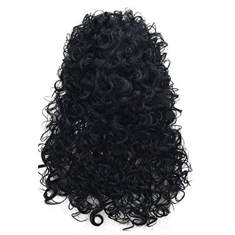 Aimole Synthetic Heat Resistant Black Hair Long Curly Wigs Cosplay Women Wig(1-Black)