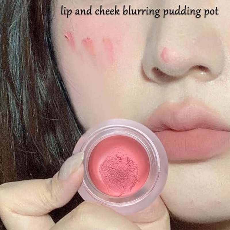 Korean Pudding Pot Blush-Lip Pudding Pot, Lip&Cheek Blurry Pudding Pot-5g, Pudding Pot Lip Tints, Buildable Lightweight, Multi-Use Soft Matte Finish Makeup Blush, Waterproof (01+02)